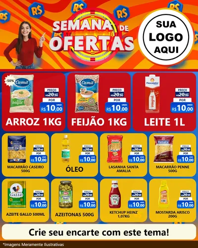Modelo de Rede Social para Feed Instagram com o tema Semana de Ofertas para Supermercado