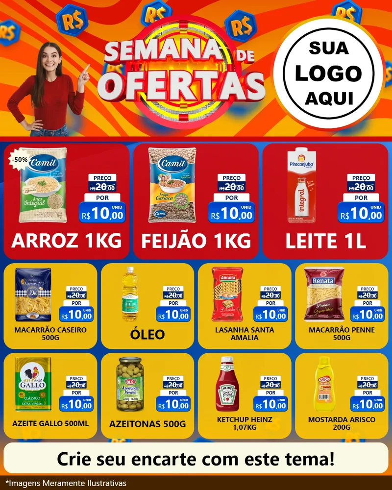 Modelo de Rede Social para Feed Instagram com o tema Semana de Ofertas para Supermercado