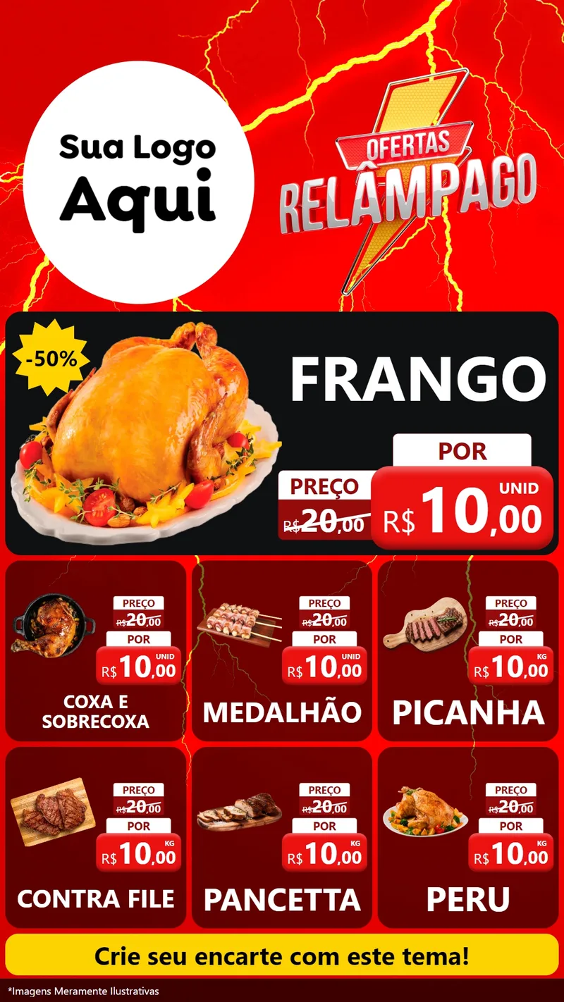 Modelo de Rede Social para Stories com o tema Ofertas Relâmpago para Assados