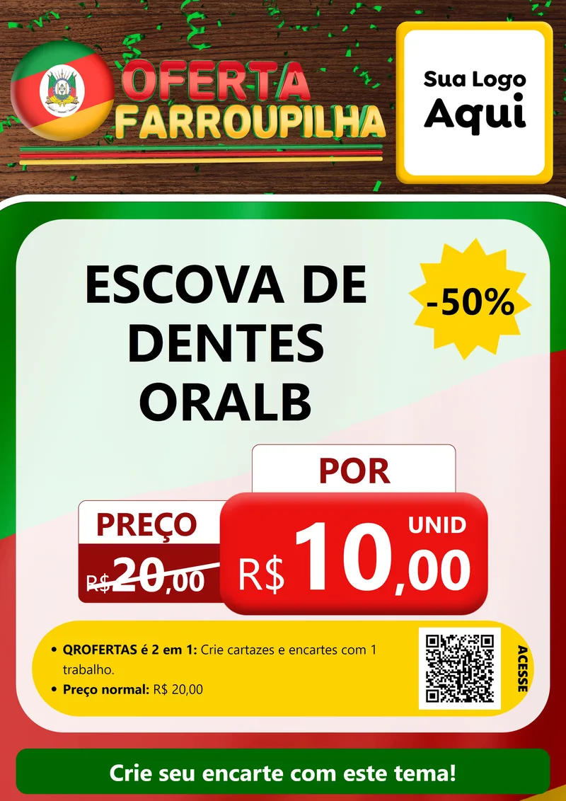 Modelo de Cartaz para Cartaz A4 Vertical com o tema Oferta Farroupilha para Higiene Pessoal