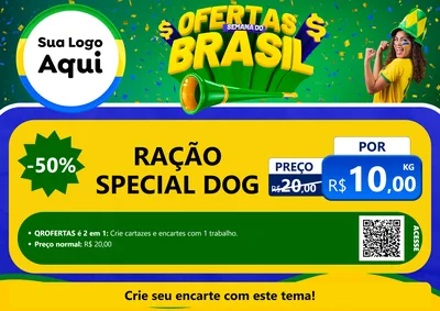 Modelo de Cartaz para Cartaz A4 Horizontal com o tema Ofertas Semana do Brasil para Pet Shop