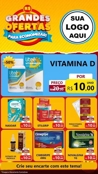 Modelo de Rede Social para Stories com o tema Grandes Ofertas Para Economizar! para Farmácia