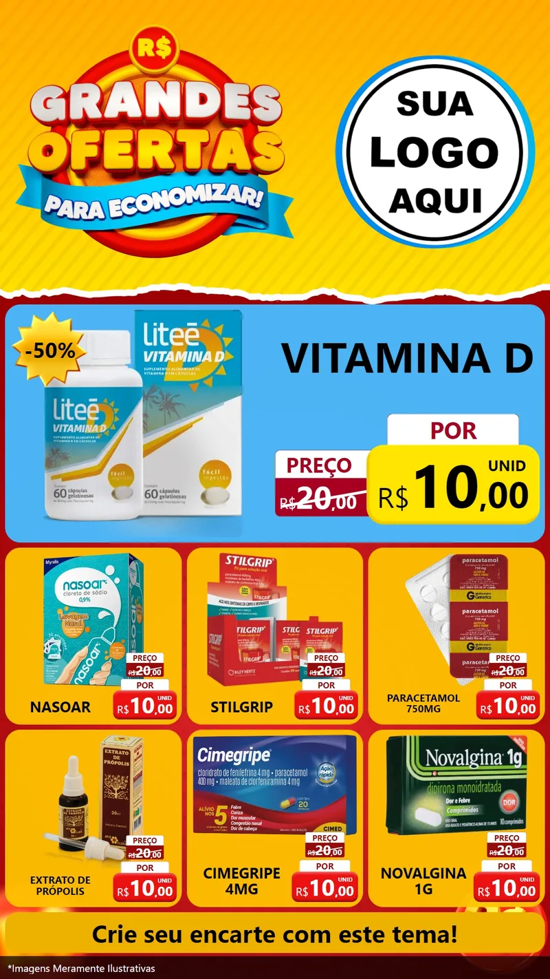 Modelo de Rede Social para Stories com o tema Grandes Ofertas Para Economizar! para Farmácia