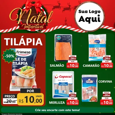 Modelo de Rede Social para Feed Facebook com o tema Natal Imperdível para Peixaria