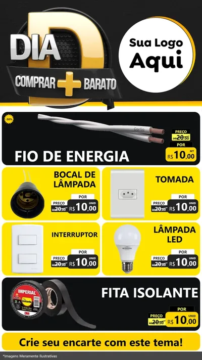 Modelo de TV para TV Vertical com o tema Dia D Mais Economia para Materiais Elétricos