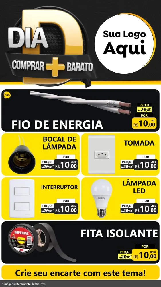 Modelo de TV para TV Vertical com o tema Dia D Mais Economia para Materiais Elétricos