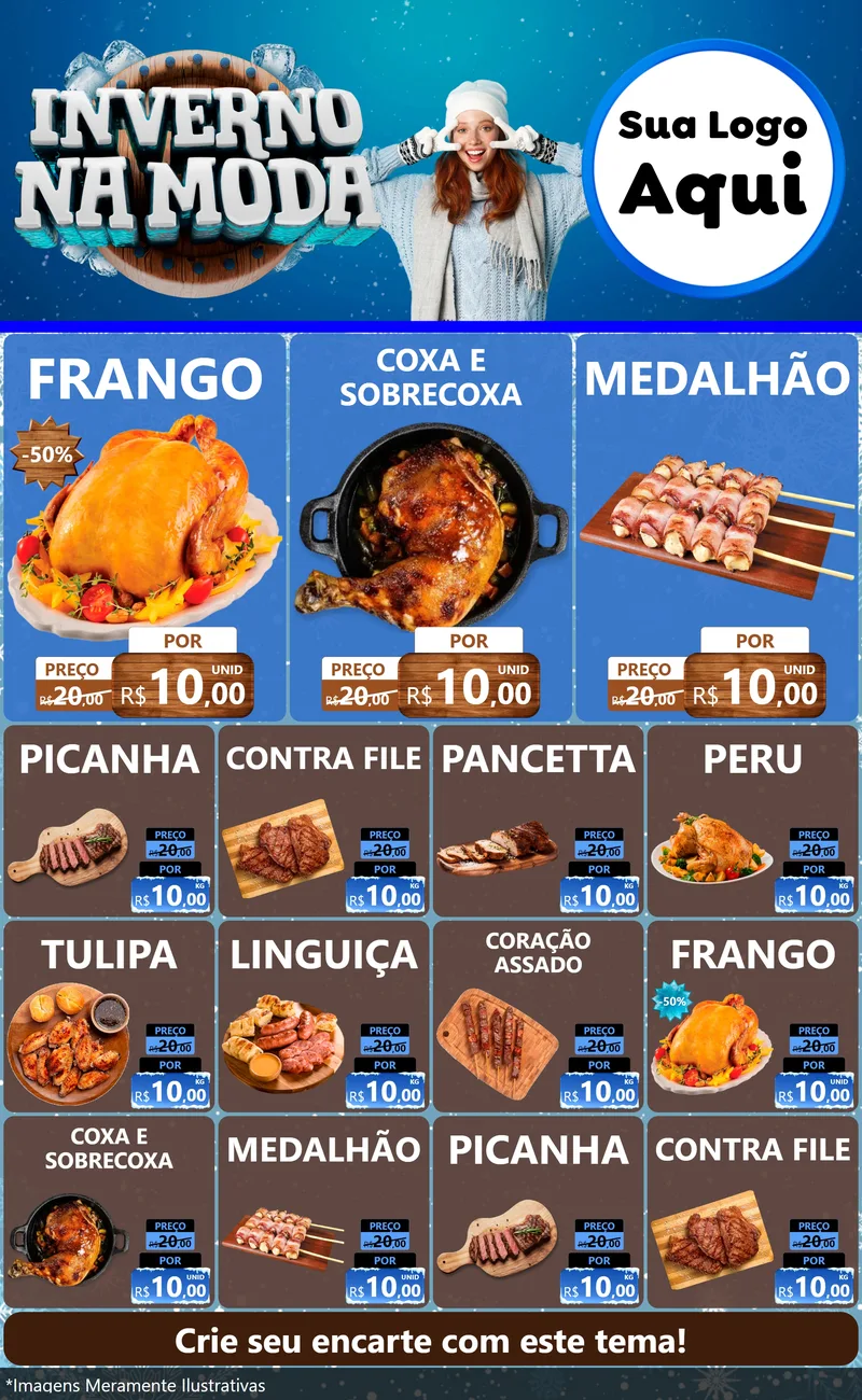 Modelo de Encarte para Encarte Grande com o tema Inverno na Moda para Assados