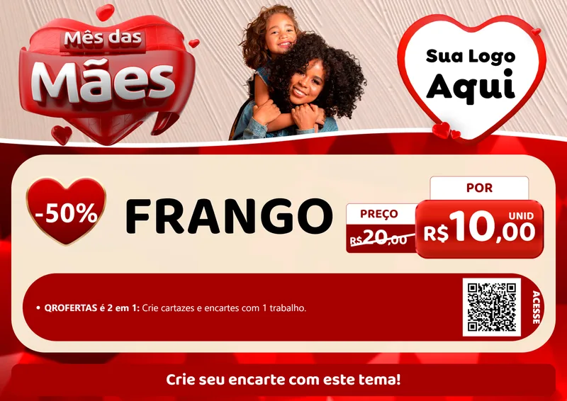 Modelo de Cartaz para Cartaz A4 Horizontal com o tema Mês das Mães para Assados