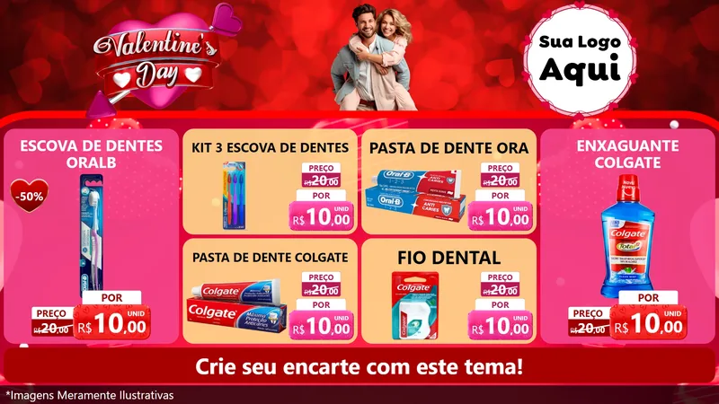 Modelo de TV para TV Horizontal com o tema Valentine's Day para Higiene Pessoal