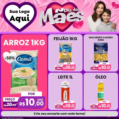 Modelo de Rede Social para Feed Facebook com o tema Dia das Mães para Supermercado