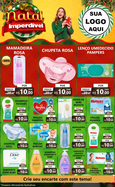 Modelo de Encarte para Encarte Grande com o tema Natal Imperdível para Bebês