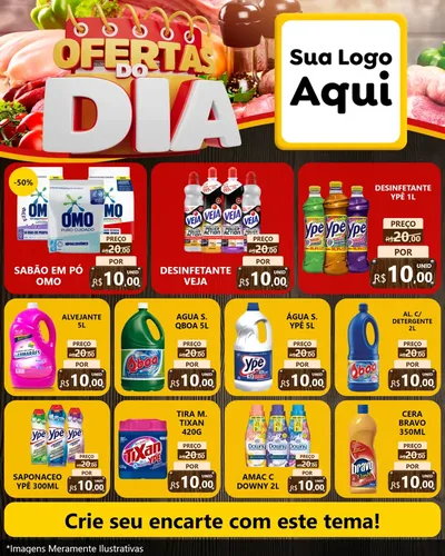 Modelo de Rede Social para Feed Instagram com o tema Ofertas do Dia para Produtos de Limpeza