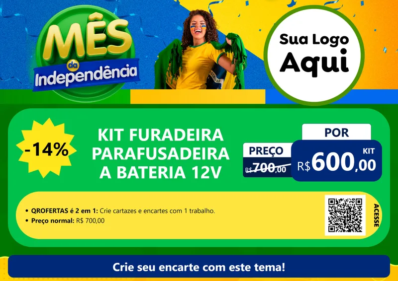Modelo de Cartaz para Cartaz A4 Horizontal com o tema Mês da Independência para Maquinas e Ferramentas