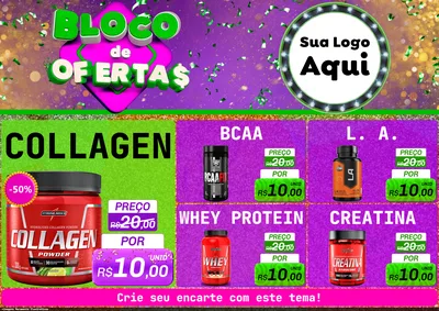 Modelo de Encarte para Encarte A4 Horizontal com o tema Bloco de Ofertas para Suplementos alimentares