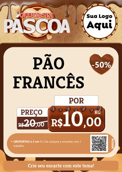 Modelo de Cartaz para Cartaz A4 Vertical com o tema Ofertas de Páscoa para Padaria