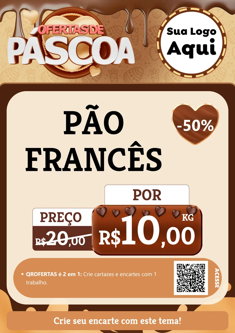 Modelo de Cartaz para Cartaz A4 Vertical com o tema Ofertas de Páscoa para Padaria