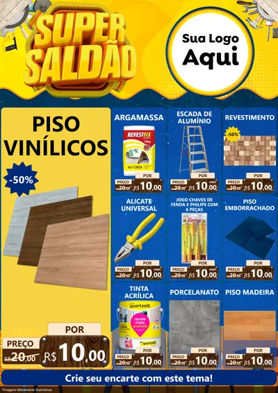 Modelo de Encarte para Encarte A4 Vertical com o tema Super Saldão para Material para Construção