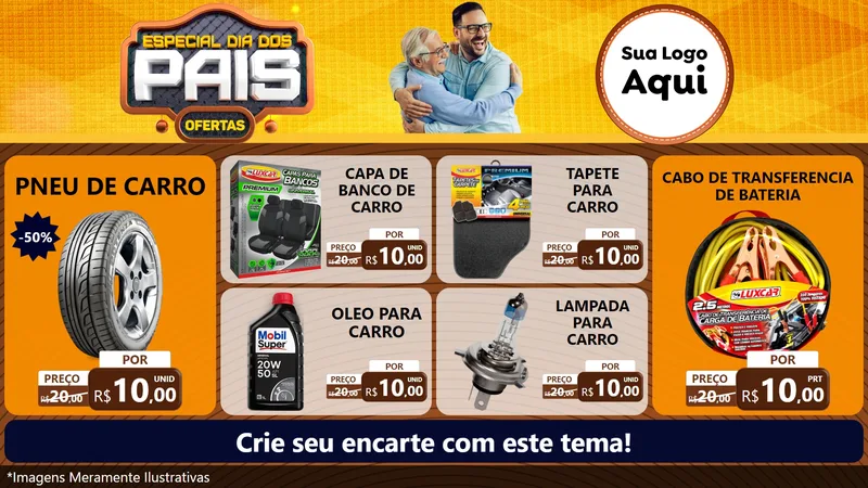 Modelo de TV para TV Horizontal com o tema Especial Dia dos Pais para Auto peças