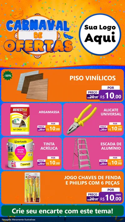 Modelo de TV para TV Vertical com o tema Carnaval de Ofertas para Material para Construção