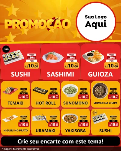 Modelo de Rede Social para Feed Instagram com o tema Promoção para Comida japonesa