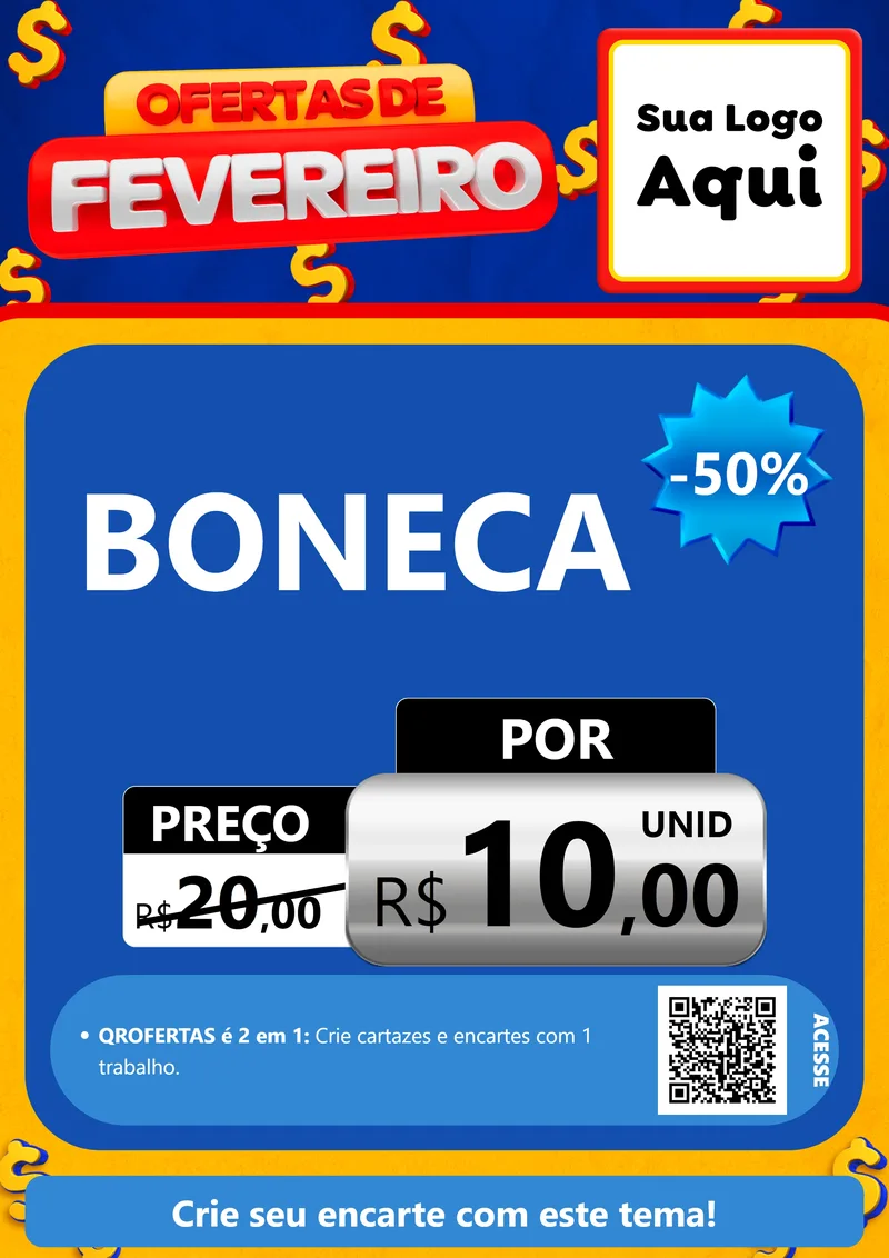 Modelo de Cartaz para Cartaz A4 Vertical com o tema Ofertas de Fevereiro para Brinquedos