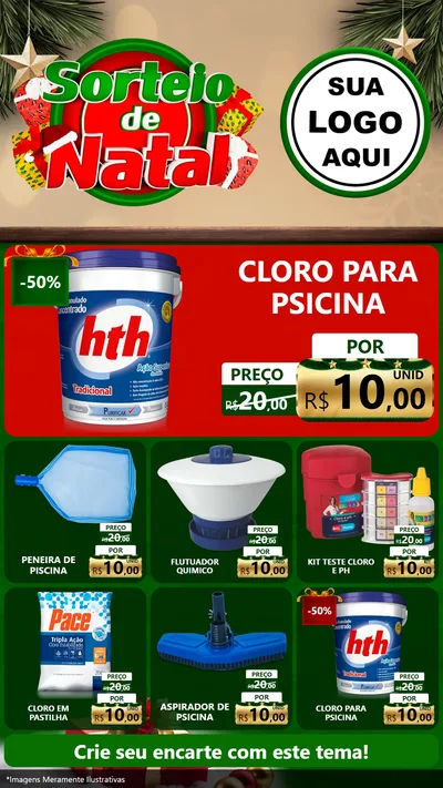 Modelo de Rede Social para Stories com o tema Sorteio de Natal para Produtos para Piscina