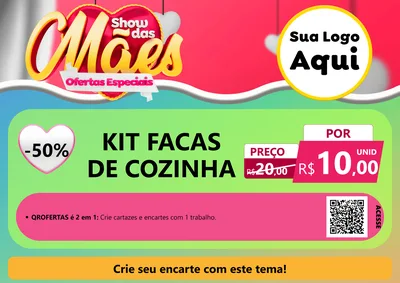 Modelo de Cartaz para Cartaz A4 Horizontal com o tema Show das Mães - Ofertas Especiais para Utilidades Domésticas