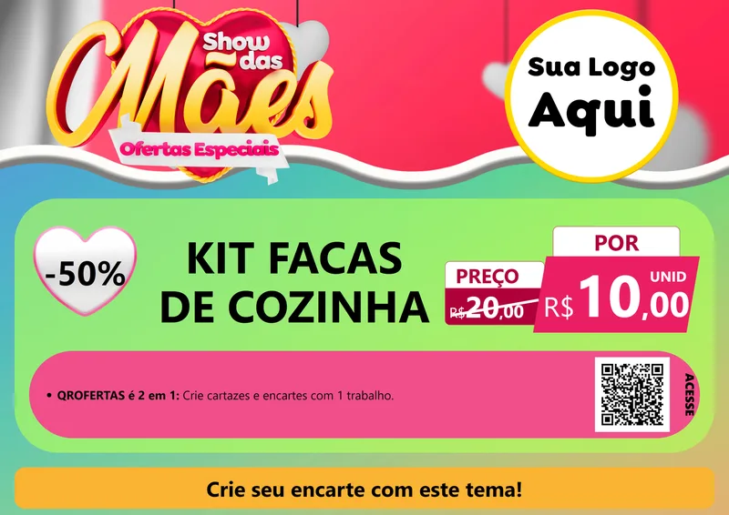 Modelo de Cartaz para Cartaz A4 Horizontal com o tema Show das Mães - Ofertas Especiais para Utilidades Domésticas