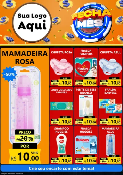 Modelo de Encarte para Encarte A4 Vertical com o tema Fecha Mês para Bebês