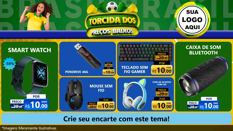 Modelo de TV para TV Horizontal com o tema Torcida dos Preços Baixos para Informática