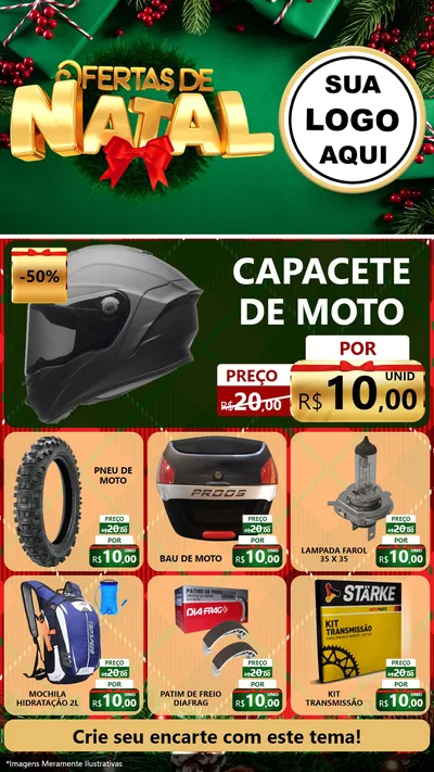 Modelo de Rede Social para Stories com o tema Ofertas de Natal para Moto peças