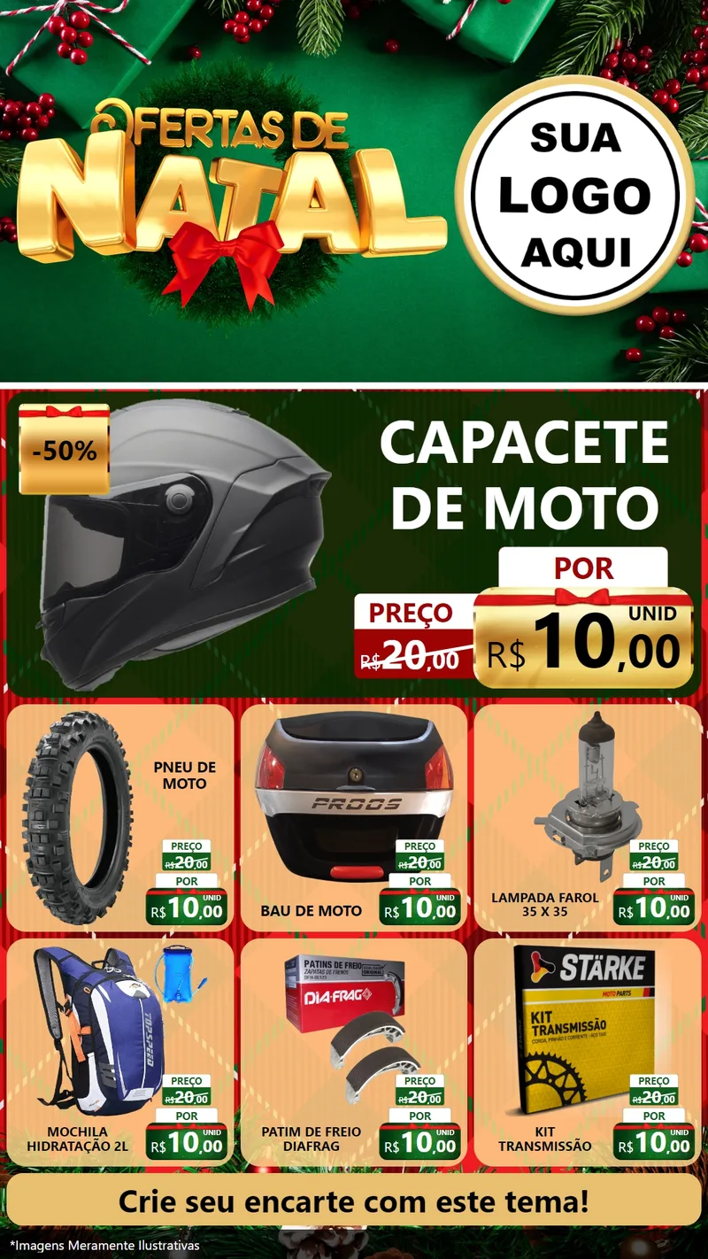 Modelo de Rede Social para Stories com o tema Ofertas de Natal para Moto peças