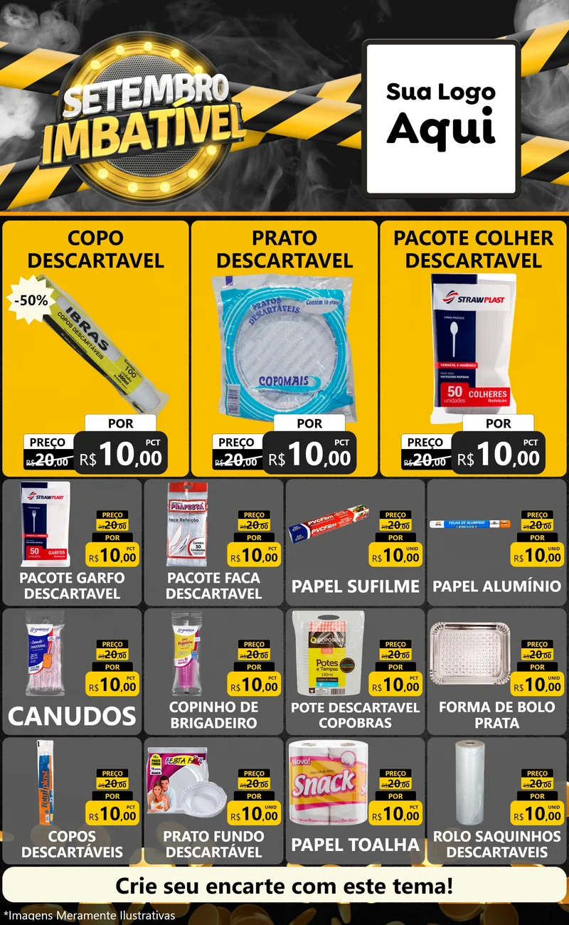 Modelo de Encarte para Encarte Grande com o tema Setembro Imbatível para Embalagens