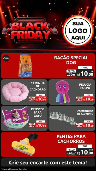 Modelo de TV para TV Vertical com o tema Black Friday para Pet Shop