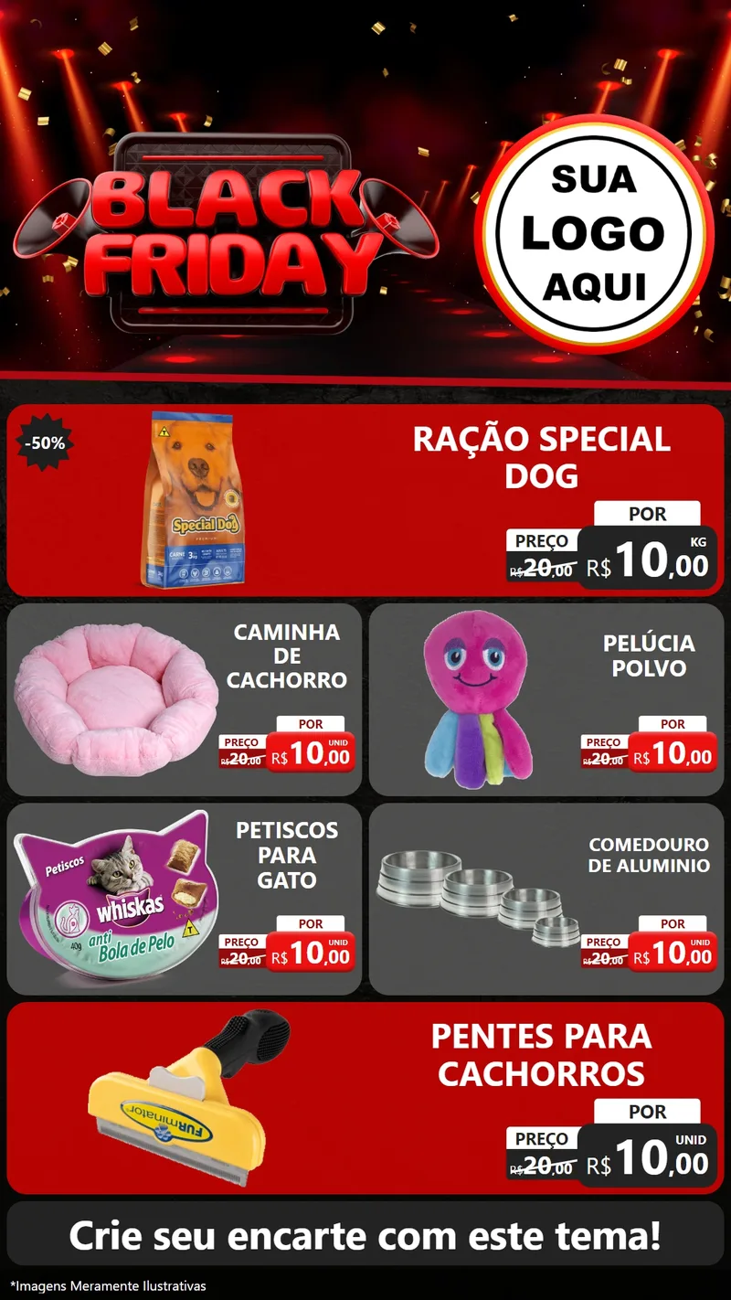 Modelo de TV para TV Vertical com o tema Black Friday para Pet Shop