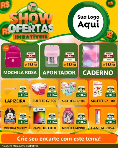 Modelo de Rede Social para Feed Instagram com o tema Show de Ofertas Imbatíveis para Papelaria
