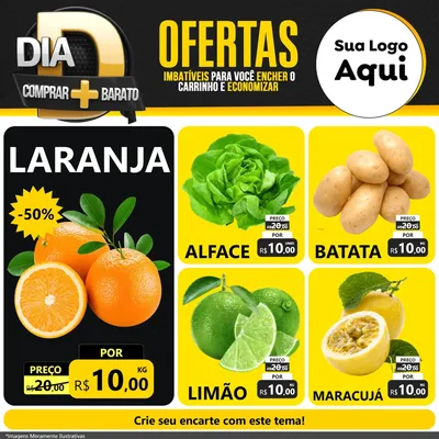 Modelo de Rede Social para Feed Facebook com o tema Dia D Mais Economia para Hortifrúti