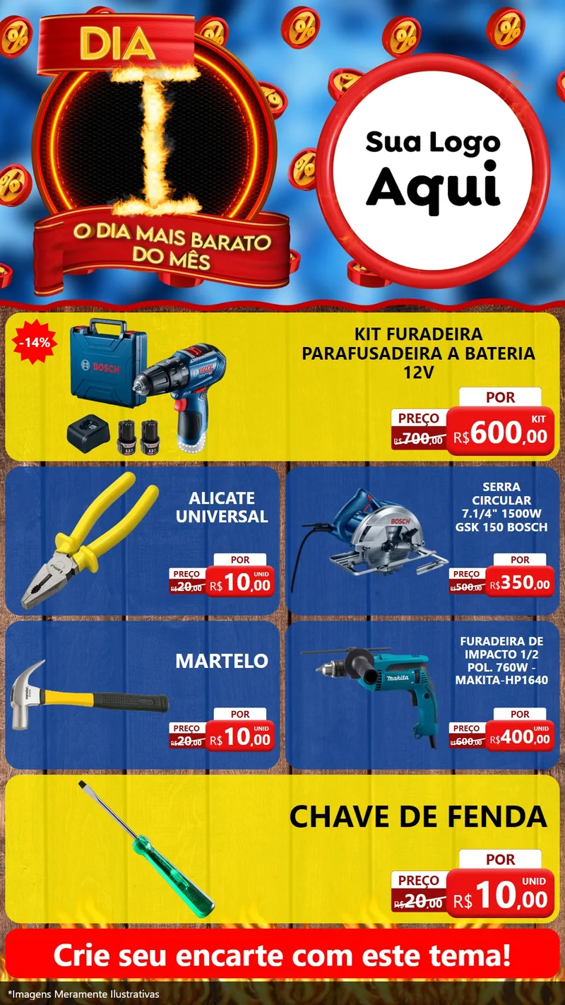 Modelo de TV para TV Vertical com o tema Dia I - O Dia Mais Barato Do Mês para Maquinas e Ferramentas