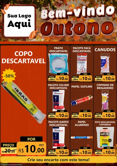 Modelo de Encarte para Encarte A4 Vertical com o tema Bem-vindo Outono para Embalagens