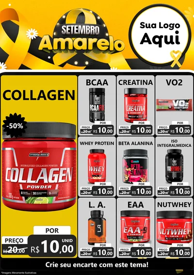 Modelo de Encarte para Encarte A4 Vertical com o tema Setembro Amarelo para Suplementos alimentares