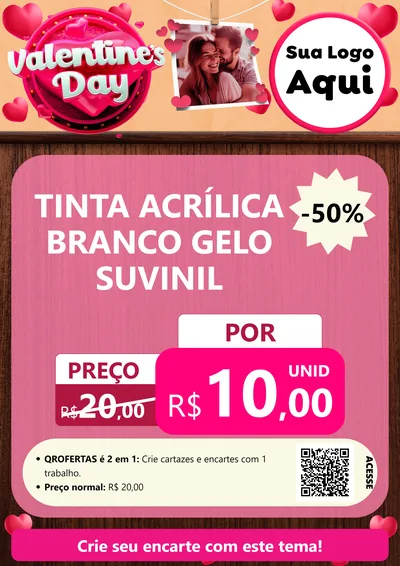 Modelo de Cartaz para Cartaz A4 Vertical com o tema Valentine's Day para Tintas e Ferramentas