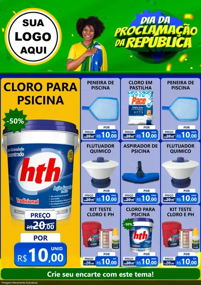 Modelo de Encarte para Encarte A4 Vertical com o tema Dia Da Proclamação Da República para Produtos para Piscina