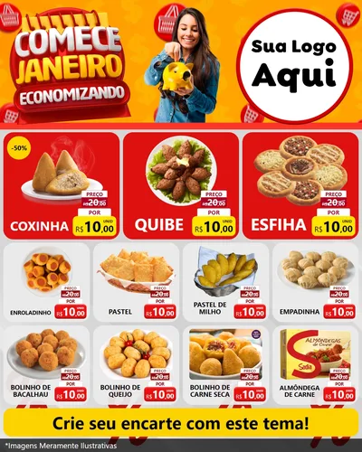 Modelo de Rede Social para Feed Instagram com o tema Comece Janeiro Economizando para Salgadaria