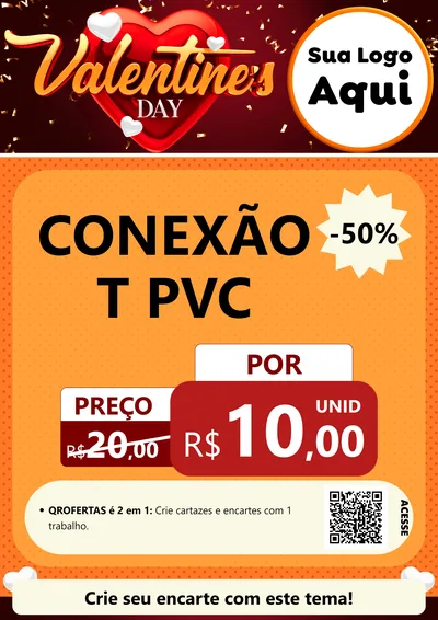 Modelo de Cartaz para Cartaz A4 Vertical com o tema Valentine's Day para Tubos e conexões