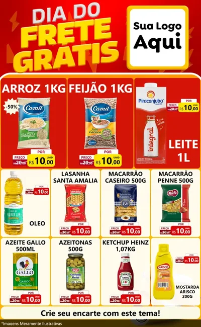 Modelo de Encarte para Encarte Grande com o tema Dia do Frete Grátis para Supermercado
