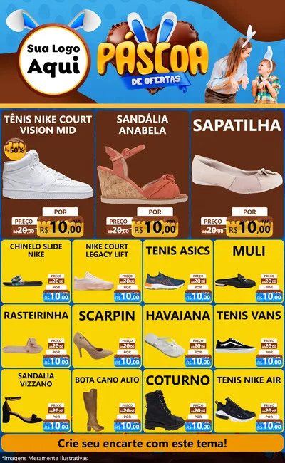 Modelo de Encarte para Encarte Grande com o tema Páscoa de Ofertas para Calçados