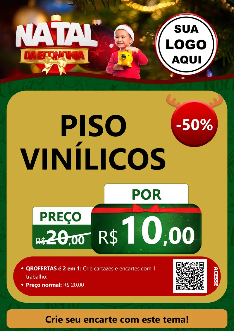 Modelo de Cartaz para Cartaz A4 Vertical com o tema Natal da Economia para Material para Construção