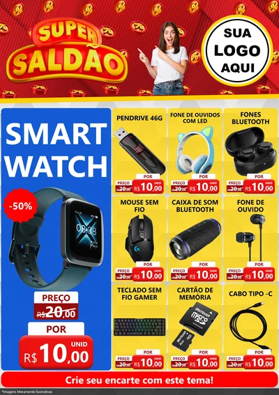 Modelo de Encarte para Encarte A4 Vertical com o tema Super Saldão para Informática