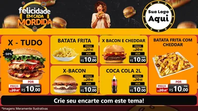 Modelo de TV para TV Horizontal com o tema Felicidade Em Cada Mordida para Hamburgueria