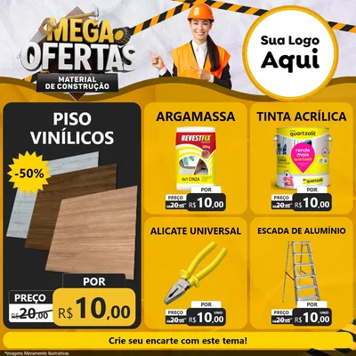 Modelo de Rede Social para Feed Facebook com o tema Mega Ofertas - Material de Construção para Material para Construção